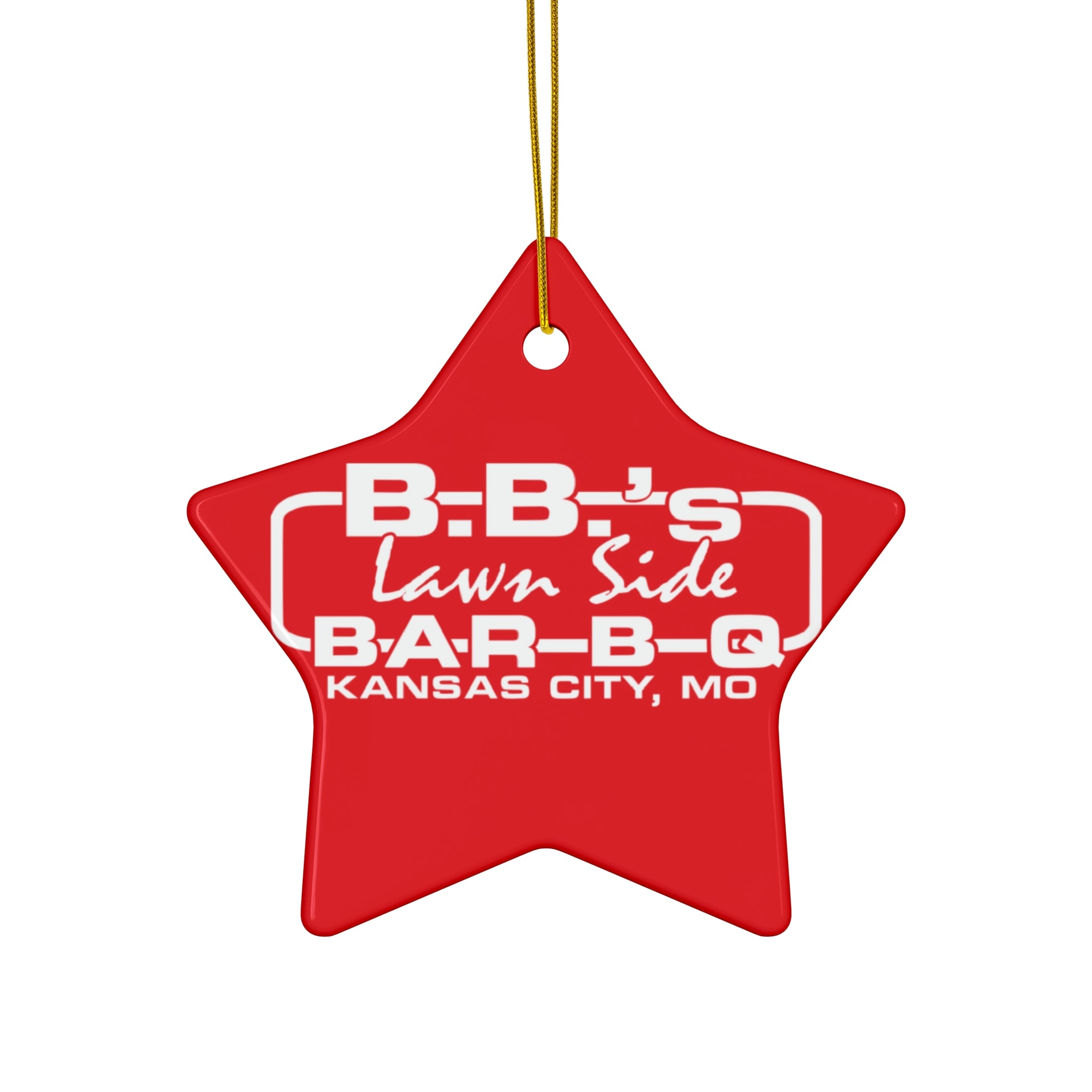 Ceramic BBQ Ornament - Custom Star Decoration for Holiday Trees, Home Decor, Gifts for BBQ Lovers, Unique Festive Charm